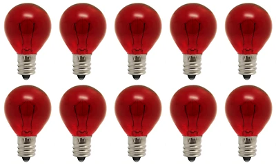 CEC INDUSTRIES 10 pack Red Bulb 5W, 24V, G9.5, Candelabra E12 Base, 5 Watt, 24 Volt, Decor