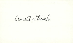 Amos Strunk MLB Baseball Autographed Signed Index Card