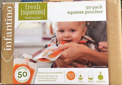 Infantino Fresh Squeezed 50 Pack Single-Use Baby Food Pouches 4fl Oz Open Box • 8$