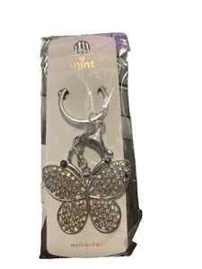 SILVER PLATED SPARKLER BUTTERFLY KEY CHAIN - Picture 1 of 1