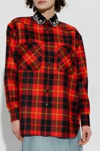 Gucci Tartan Wool Beaded Collar Shirt 711713ZAKX7- With Tags- RRP$3,900 AUD