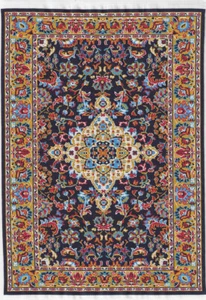 DOLLS HOUSE CARPET 1/12th DARK BLUE RED  12½"(31 cm) x 8"(20 cm) TURKISH WOVEN - Picture 1 of 1