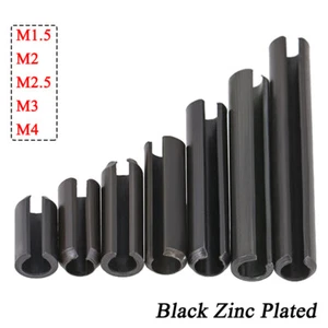 Ø 1.5mm-4mm Slotted Spring Tension Pins Roll Pin Black Zinc Plated Steel DIN1481 - Picture 1 of 10