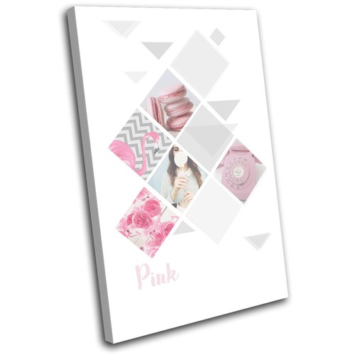 Pink Vintage Retro Floral SINGLE CANVAS WALL ART Picture Print | eBay