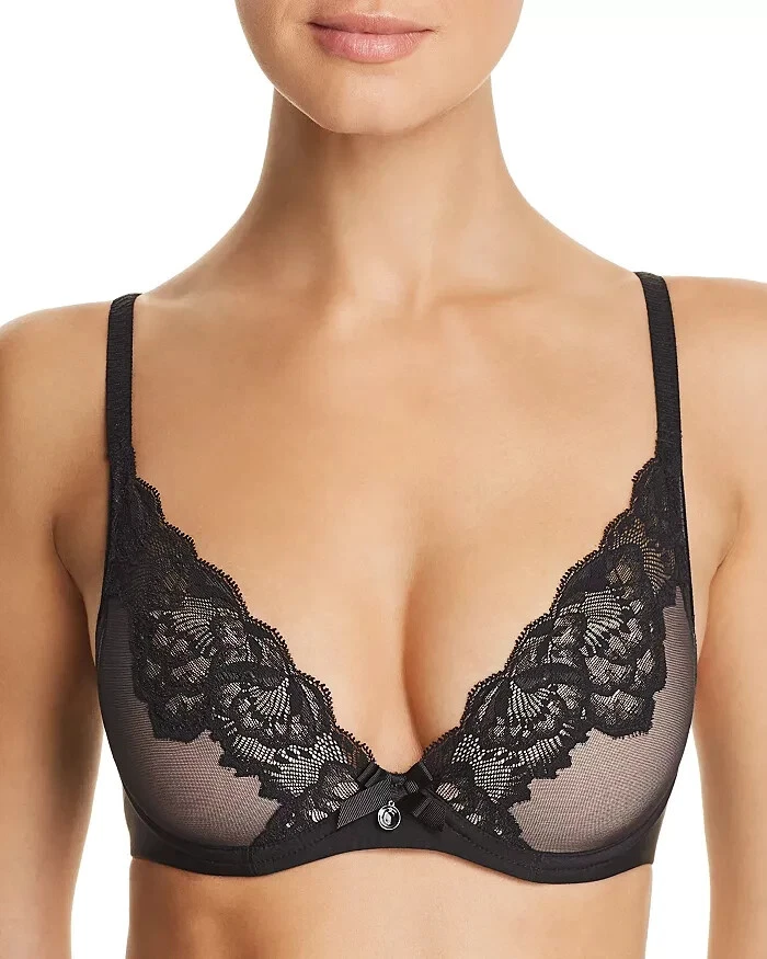 Sujetador con aros Chantelle L18527 negro naranja encaje talla 32D Foto 1 de 3