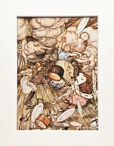 ARTHUR RACKHAM - ALICE in WONDERLAND - 1970s Mounted Print - Nursery Decor - Picture 1 of 1