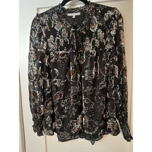 Daniel Rainn M Black brown burn-out velvet blouse. - Picture 1 of 10