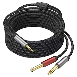 10Ft3.5Mm 1/8 TRS to Dual 6.35Mm 1/4 TS Mono Breakout Cable Y Splitter Stereo Co - Picture 1 of 12