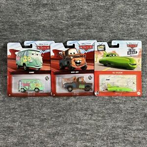 Lot of 3 Disney Pixar Cars Fillmore VW Bus Mater Speedcone Radiator Springs Vhtf