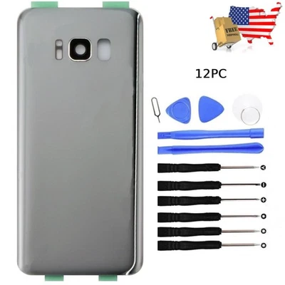 Tapa Trasera Batería Puerta Vidrio Para Samsung Galaxy S8 G950 con Lente Cámara Plateado Foto 1 de 4