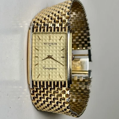 Vintage Wittnauer Cosmopolitan Gold Stainless 24mm Tank Watch NEW BATTERY - Image 1 of 4