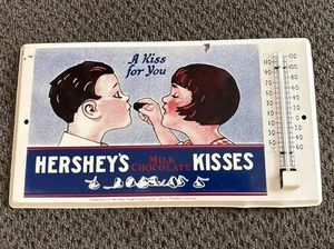 Vintage 60er Dutch Hausierer Hershey Kisses "A Kiss For You" Thermometer Anzeige EUC - Bild 1 von 8