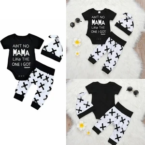 Conjunto de 3 piezas de ropa para recién nacido bebé niño trajes camisa tops pantalones sombrero bebé body - Imagen 1 de 12