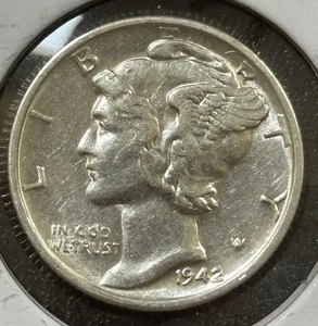 1942 S Mercury Dime 90% Silver 10c XF-AU Condition, Great Type Coin (#786) - Picture 1 of 6