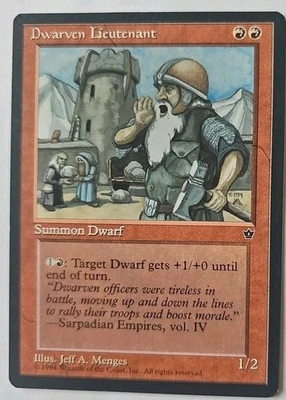 MTG Magic The Gathering Card Dwarven Lieutenant Summon Dwarf Red Fallen Empires  - Image 1 of 2