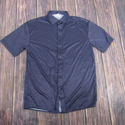 Collars & Co. Camisa Para Hombre Grande Azul Marino Micro Punto Vestido Cuello Polo Manga Corta Foto 1 de 4