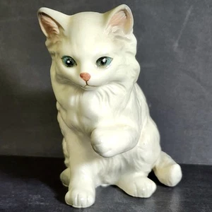 Statuina porcellana gatto persiano bianco Lefton bisque Giappone 1513 vintage usata in ottime condizioni - Foto 1 di 4