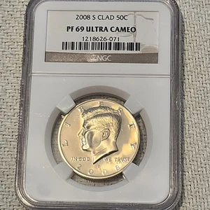2008-S Clad Kennedy Half Dollar NGC PF 69 ULTRA CAMEO - Picture 1 of 3
