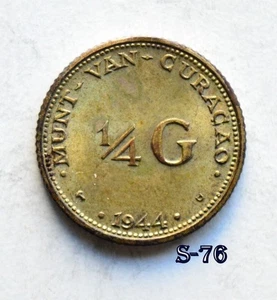 1944 D Curacao Silver Queen Wilhelmina (S76) FREE SHIPPING - Bild 1 von 2