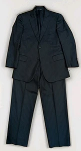 Brooks Brothers Pinstriped Suit 38S Short Mens Black Wool Blend Stretch 31WX30L - Picture 1 of 20