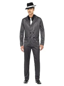 Smiffys Gangster Costume, Black (Size L) - Picture 1 of 1