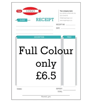 PERSONALISED A5 INVOICE DUPLICATE BOOKS NCR RECEIPT DELIVERY NOTE PAD PRINT - Image 1 of 2