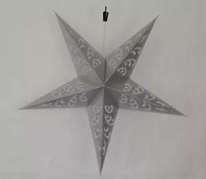 Diwali, Christmas & Wedding 5 Point Paper Star Lampshade Silver with Glitter - Picture 1 of 3