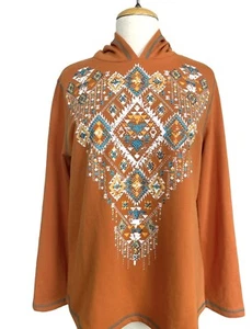 Back In The Saddle Hoodie L Orange Bejeweled 80’s Retro Langarm Herbst Neu mit Etikett - Bild 1 von 12