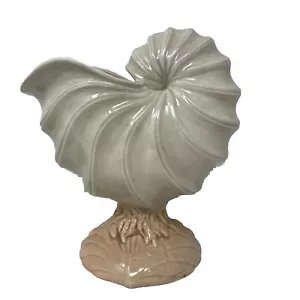 Vintage Large1986 Art Studio Nautilus Handmade Planter Cream Beach Ocean Decore - Picture 1 of 12