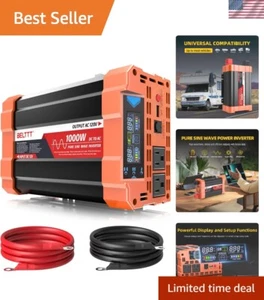 Leistungsstarker 1000W reiner Sinus Wechselrichter mit intelligentem LCD für Reisen & Camping - Bild 1 von 11