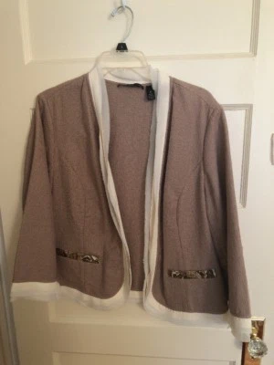 Chaqueta/blazer Chico's etiqueta negra topo con ribete de gasa crema talla 3 Foto 1 de 4