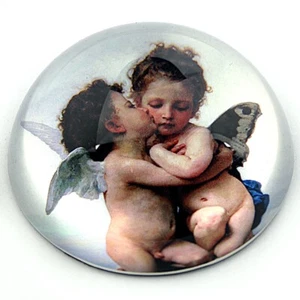 Cherubs Engel Weihnachtsgeschenk Bouguereau Glaskuppel Briefbeschwerer Schreibtisch - Bild 1 von 1