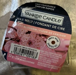 Yankee Candle Wax Melt fiori di ciliegio rosa 22 g fino a 8 ore fragranza SCATOLA APERTA - Foto 1 di 3