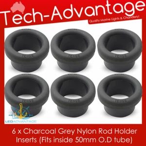 6 x Charcoal GREY Boat Aluminium 50mm TUBE Rocket Launcher ROD Inserts Protector - Picture 1 of 3