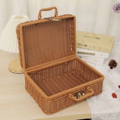 Vintage Baskets Picnic Storage Basket Wicker Suitcase with Hand Gift Box Woven - Image 1 of 4