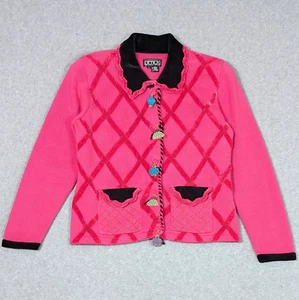 Cárdigan suéter tejido rosa intenso Berek by Takako Sakon para mujer grande de colección - Imagen 1 de 10