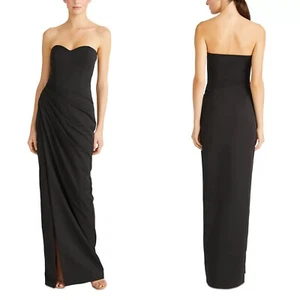 Abito da sera NUOVO ML MONIQUE LHUILLIER nero TALIA plissettato FAUX WRAP 14 - Foto 1 di 12