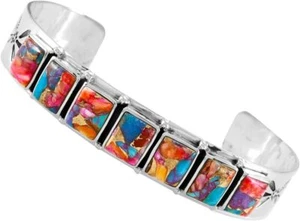 Turquoise Bracelet Sterling Silver 925 Genuine Cuff  wrist sizes 6.5" to 8" - Picture 1 of 5