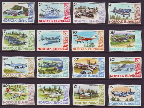 NORFOLK ISLAND 1980 Aircraft Complete (16) MINT UNHINGED (A) Cover
