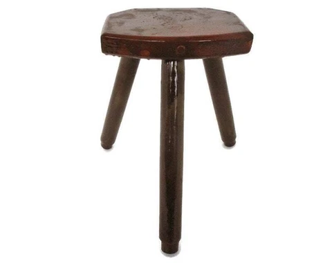 Small Vintage Hand Carved wood Tripod Milking Stool Pedestal Table Plant Flower Cover