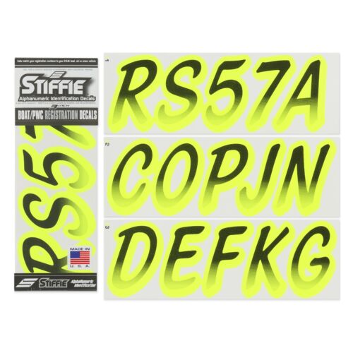 STIFFIE Whipline WL102 Boat PWC Numbers Decal Registration SEA-DOO BLK / DAY GLO