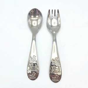 DANSK Baby Ducks Flatware Fork Spoon Set Children's 4.75" Stainless Steel 18/8 - Picture 1 of 5