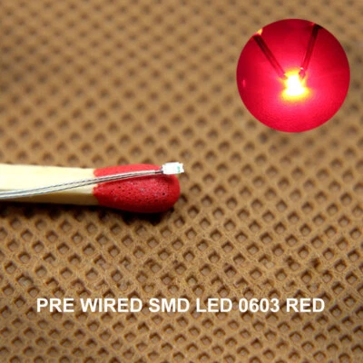 20pcs Pre-wired Micro PTFE Wire SMD LED 0603 Lights Different Colors + Resistors - Image 1 of 4