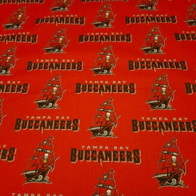 17" Tampa Bay Buccaneers Football Fabric Traditions 58" Wide on Dark Red NFL - Image 1 of 3