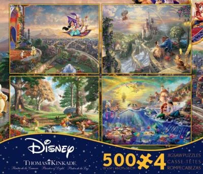 Ceaco 拼图;迪士尼 4 合 1;Thomas Kinkade;每件 500 件;#3667-1 — 第 1/4 张图片