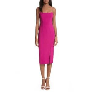 Tracy Reese Fuchsia Spaghetti Strap Slip Pencil Sheath Midi Dress NWT Womens 12 - Picture 1 of 7
