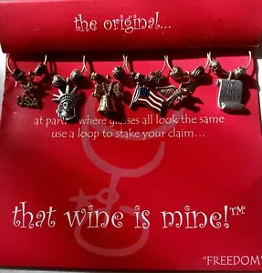 Patriotic "Freedom" Wine Glass Charms. From: that wine is mine! TM. Brass And... - Picture 1 of 4