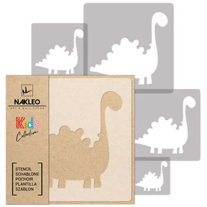 5x Wiederverwendbare Kunststoff-Schablonen 34x34cm bis 9x9cm Kinder Dino - Bild 1 von 3