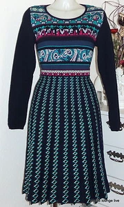 KOOI Strickkleid Kleid dress Blau marine blau navy Falten ausgestellt 15102 - Picture 1 of 4