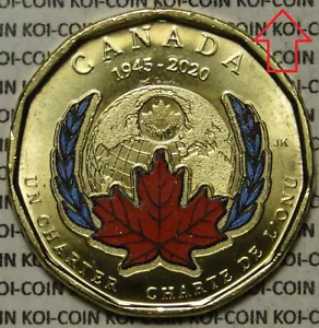 *ERROR*print offset up*BU UNC Canada 1945-2020 $1 UN Charter color coin - Picture 1 of 2